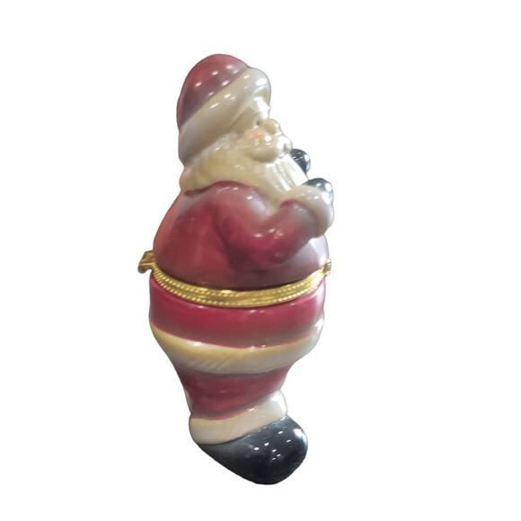 Vintage Santa Claus Trinket Box Hinged Christmas Holiday Jewelry Trinket Box - Picture 3 of 9